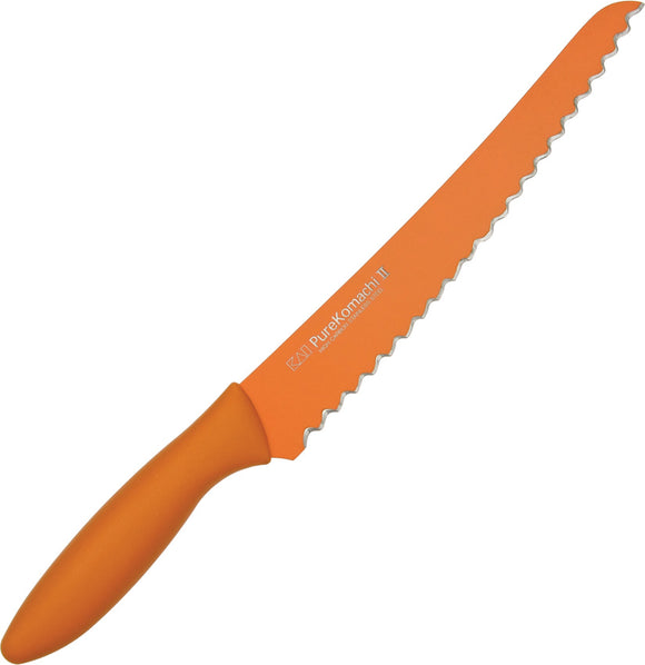 Kai USA Bread Smooth Orange Serrated Stainless Steel Fixed Blade Knife 5062