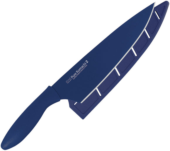 Kai USA Chefs Navy Blue Stainless Steel Cleaver Fixed Blade Knife 5076