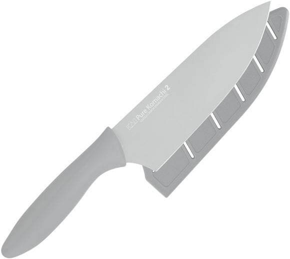 Kai USA Chefs Smooth Gray Stainless Steel Cleaver Fixed Blade Knife 5077