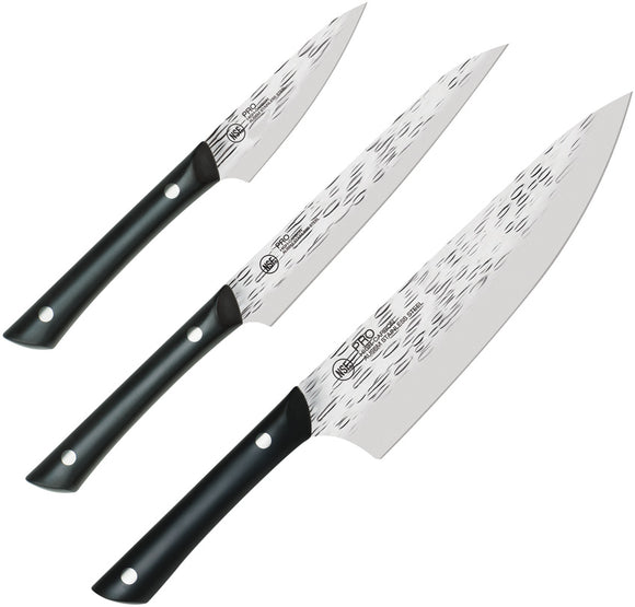 Kai USA Professional Kitchen Black Stainless Fixed Blade Knife Set HTS0370