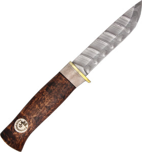 Karesuando Kniven Beaver Damask Northern Lights Reindeer Antler Fixed Knife 3500