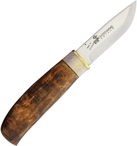 Karesuando Kniven Johtalit Hikers Brown Birch & Reindeer Antler Fixed Knife 4021B