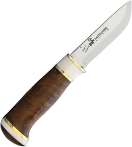 Karesuando Kniven Hieno Curly Birch & Reindeer Horn Handle Fixed Knife 4040