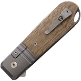 KARBON Ahoy Framelock Tan Micarta & Titanium Folding Bohler M390 Knife B100