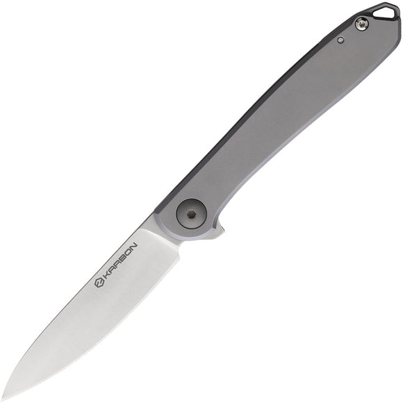 KARBON Tidbit Framelock Gray Stainless Folding Bohler N690 Pocket Knife B105