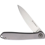 KARBON Tidbit Framelock Gray Stainless Folding Bohler N690 Pocket Knife B105