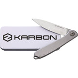 KARBON Tidbit Framelock Gray Stainless Folding Bohler N690 Pocket Knife B105