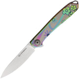 KARBON Tidbit Framelock Floral Stainless Folding Bohler N690 Pocket Knife B108