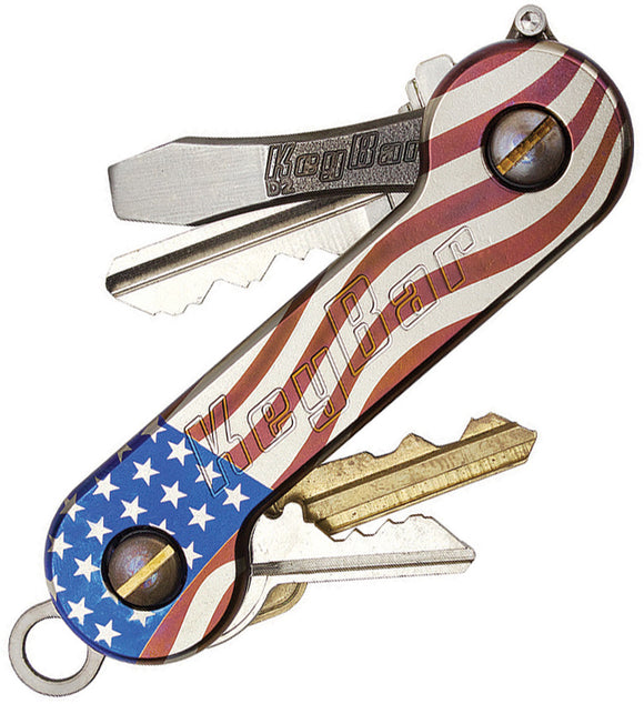 KeyBar American Flag Titanium Car Garage & House Key Holder Made in USA 218