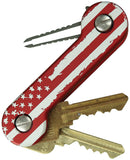 KeyBar Red Anodized Aluminum USA American Flag Car & House Key Holder 230