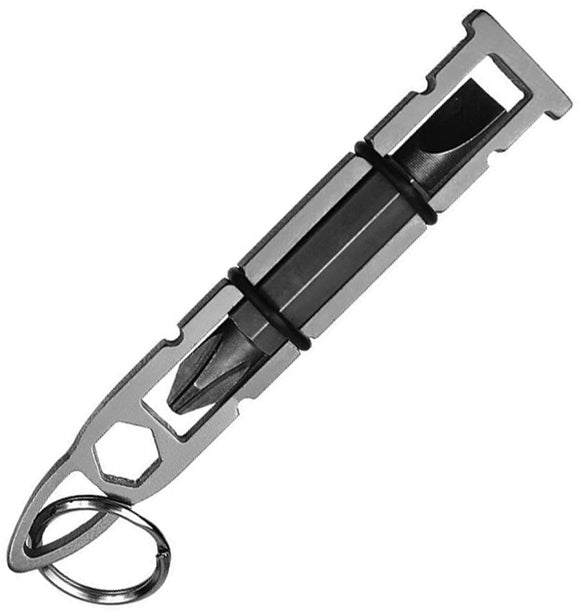 KeyBar Aluminum Bullet Drill Screwdriver Plus & Minus Side Bit Keychain 506