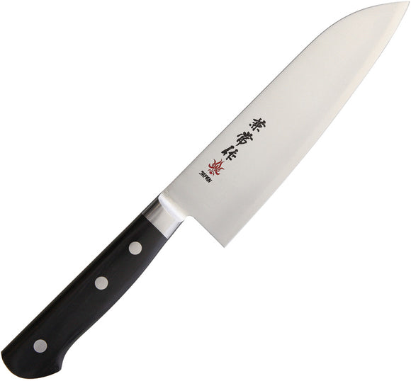 Kanetsune Santoku Black Smooth Wood Stainless Steel Fixed Blade Knife C123