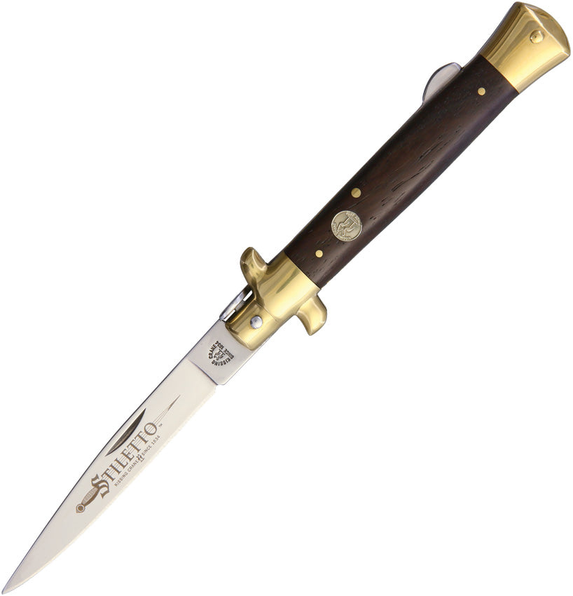 Kissing Crane Abalone & Damascus Stiletto Folding Knife FREE