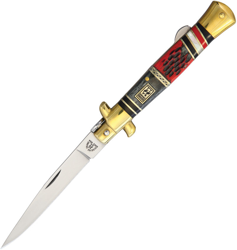 Kissing Crane Red Dawg Stiletto Lockback Bone/Pearl Folding