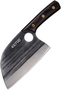 Ketuo Butcher Brown Walnut Smooth Stainless Fixed Blade Knife M5104