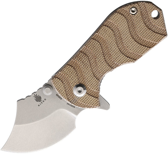 Kizer Cutlery Flip Shank Framelock Natural Micarta Folding Knife 2521a3