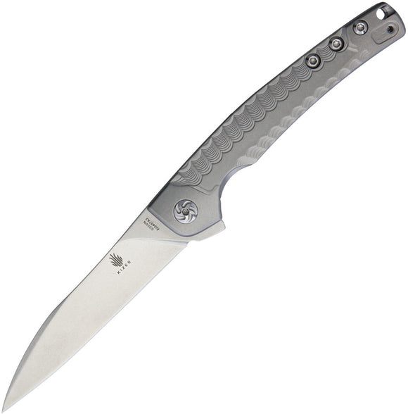 Kizer Cutlery Splinter Framelock Titanium S35VN Stonewash Folding Knife 3457A3