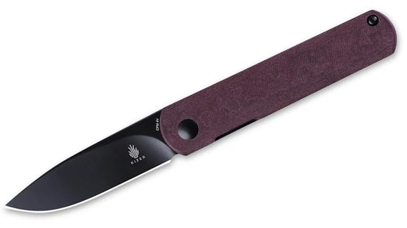 Kizer Cutlery Red Purple Richlite Feist Front Flipper Folding Knife 3499r3