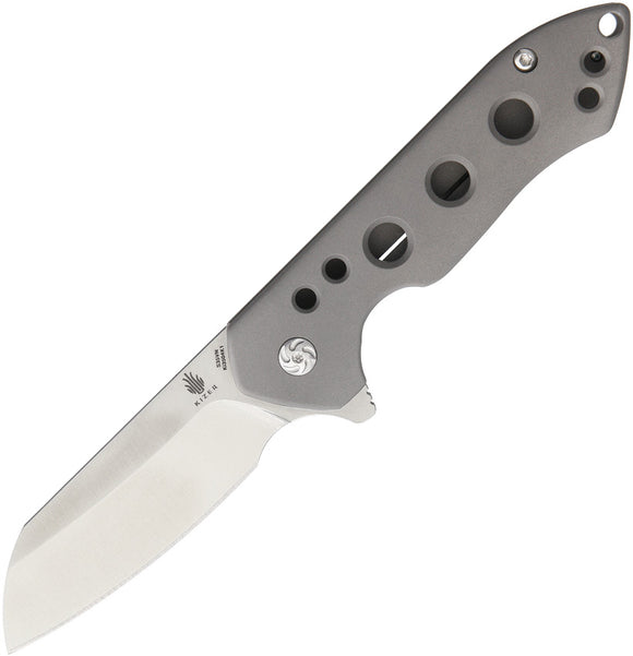 Kizer Guru Flipper Gray Ti Folding Knife Pocket Satin Sheepsfoot S35VN 3504K1