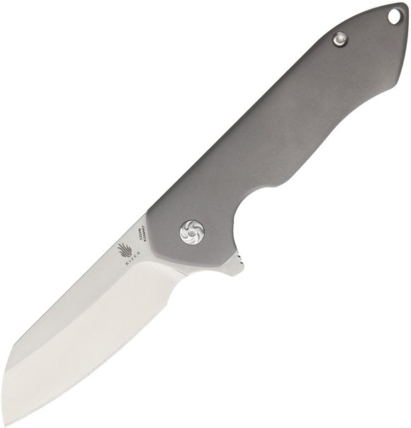 Kizer GURU Gray Titanium Flipper Pocket Satin Sheepsfoot S35VN Folding Blade Knife 3504k2