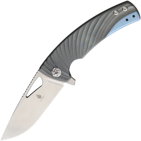 Kizer Kyre Gray Titanium Folding Pocket Knife  Satin Blade - 4484a2