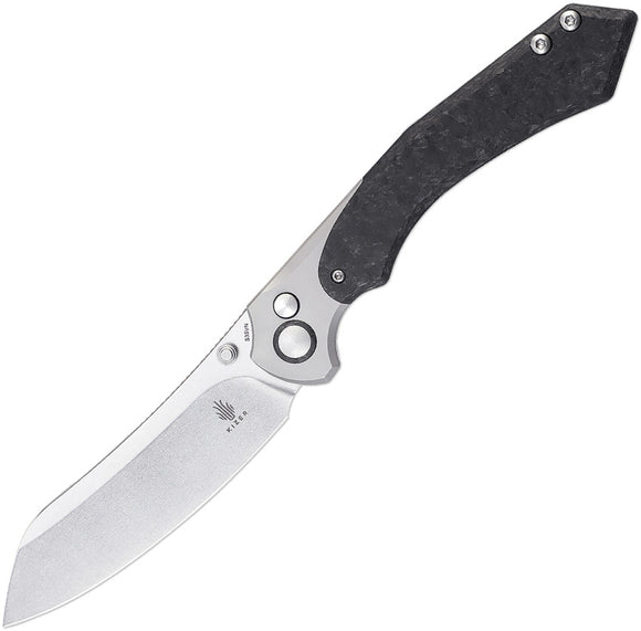 Kizer Cutlery Clairvoyant Button Lock Titanium & CF Folding S35VN Knife 4626A1