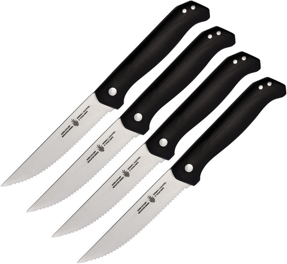 Kizer Cutlery Begleiter Black G10 Serrated Fixed Blade 4pc Steak Knife Set BE0505G1