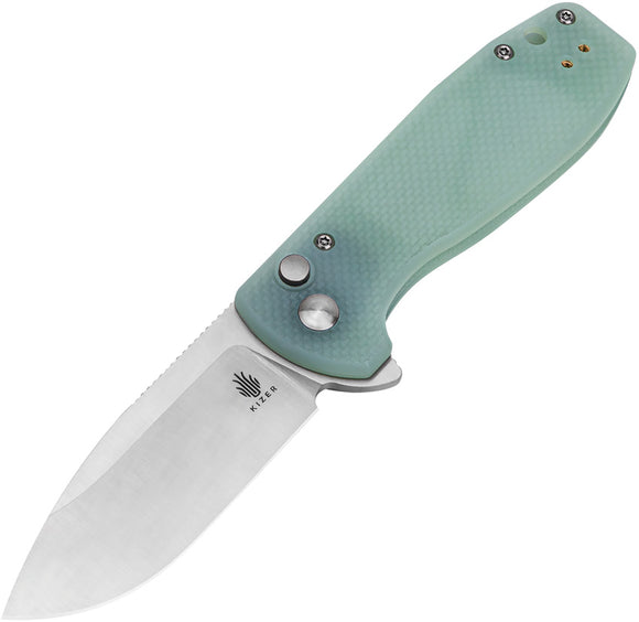 Kizer Cutlery Amicus Button Lock Jade G10 Folding 9Cr18MoV Pocket Knife L3002A2