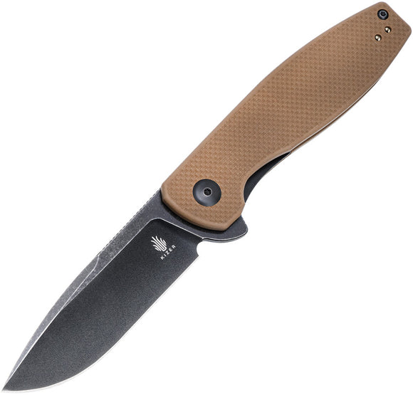 Kizer Cutlery The Swedge Linerlock Brown G10 Folding 9Cr18MoV Knife L4001A1
