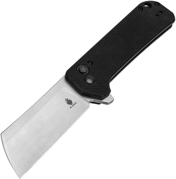 Kizer Cutlery Ruler Button Lock Black G10 Folding 9Cr18MoV Pocket Knife L4003A1