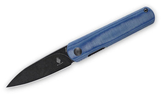 Kizer Cutlery Blue Denim Feist 154cm Front Flipper Black Folding Knife 3499c2
