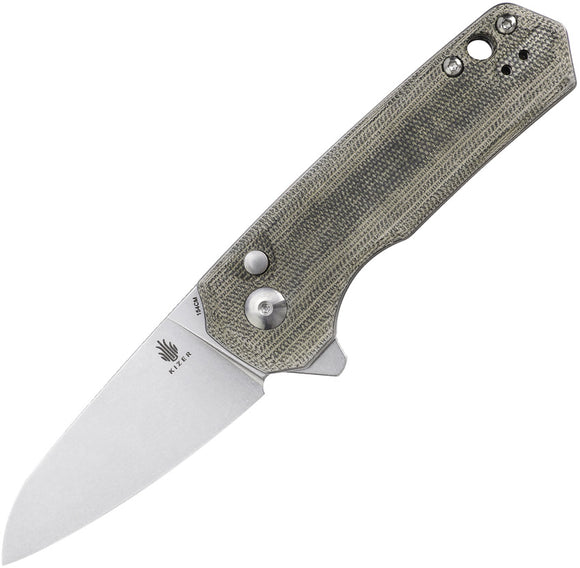 Kizer Cutlery Lieb M Pocket Knife Button Lock Green Micarta Folding 154CM 3541C1