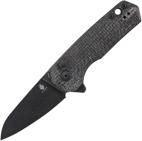 Kizer Cutlery Lieb M Pocket Knife Button Lock Black Micarta Folding 154CM 3541C2