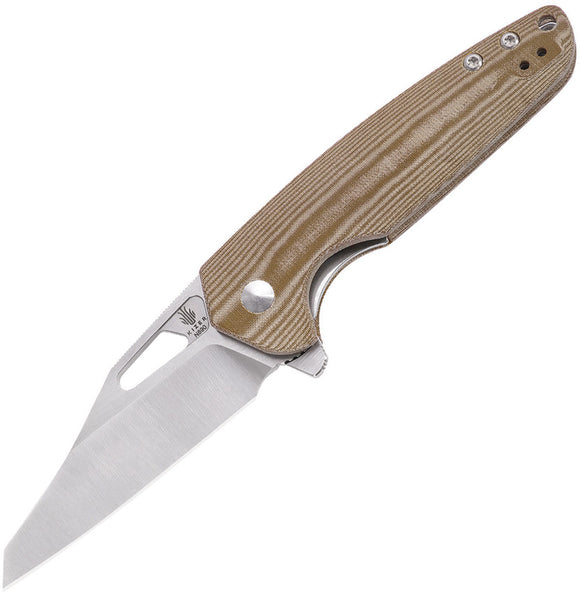 Kizer Cutlery Horn Framelock Tan Micarta Folding Bohler N690 Knife 3557N1
