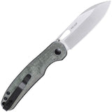 Kizer Cutlery HIC-CUP Green Micarta Button Lock 154cm Folding Knife 3606c1