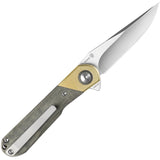 Kizer Cutlery Comet Knife Linerlock Brass & Green Micarta Folding 154CM 3614C1