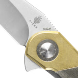 Kizer Cutlery Comet Knife Linerlock Brass & Green Micarta Folding 154CM 3614C1