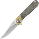 Kizer Cutlery Comet Knife Linerlock Brass & Green Micarta Folding 154CM 3614C1