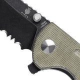 Kizer Cutlery Justice Knife Linerlock Green Micarta Folding Serrated N690 4543N4