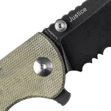 Kizer Cutlery Justice Knife Linerlock Green Micarta Folding Serrated N690 4543N4