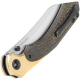 Kizer Cutlery Clairvoyant Button Lock Micarta & Brass Folding 154CM Knife 4626C1