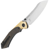 Kizer Cutlery Clairvoyant Button Lock Micarta & Brass Folding 154CM Knife 4626C1