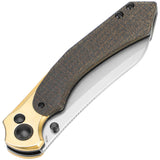 Kizer Cutlery Clairvoyant Button Lock Micarta & Brass Folding 154CM Knife 4626C1