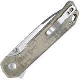 Kizer Cutlery Begleiter XL Button Lock Green Micarta Folding 154CM Knife 5458C2