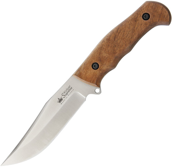 Kizlyar Caspian Hunter Brown Walnut Handle AUS-8 Fixed Knife w/ Sheath 0007