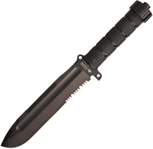 Kizlyar Survivalist Z 12.5" Black Aluminum AUS-8 TiNi Fixed Knife w/ Sheath 0076