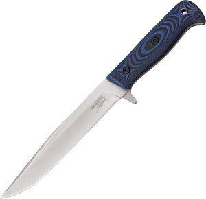 Kizlyar 10.5" Intruder Black & Blue Micarta Handle 440C Satin Fixed Knife 0084