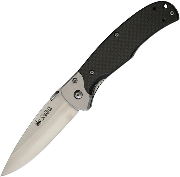 Kizlyar Prime Linerlock Black Carbon Fiber Handle D2 Steel Folding Knife 0107
