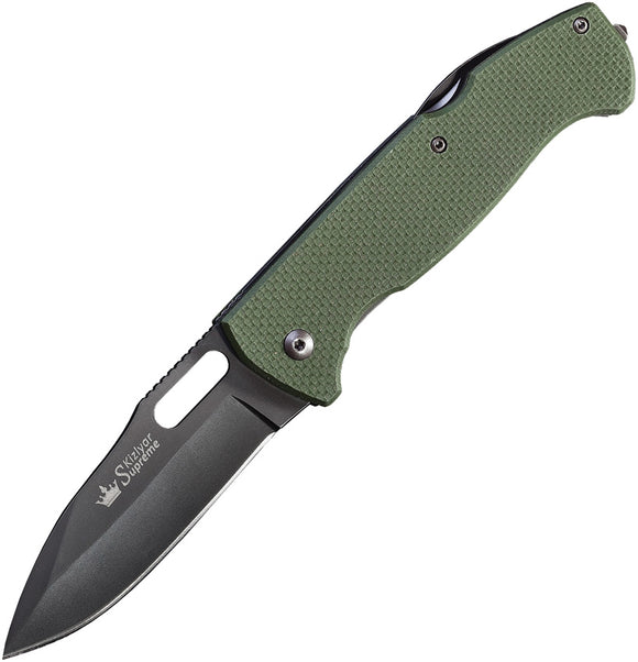 Kizlyar Ute Linerlock Green G10 Black TiNi 440C Utility Folding Knife 0111