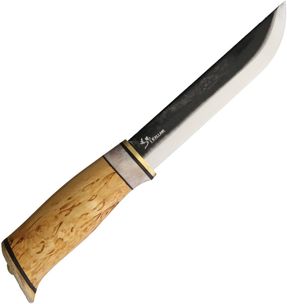 Kellam Arctic Hunter Birch Wood Carbon Steel Fixed Blade Knife w/ Sheath A8214